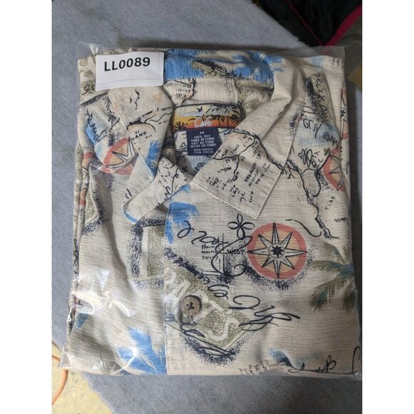 Havana Jacks Cafe Silk Hawaiian Short Sleeve Men Medium Button Up Shirt St Barts - Picture 8 of 8